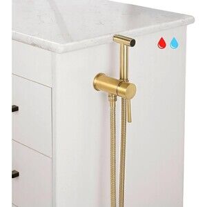 Gold Concealed Hot and Cold Bidet Sprayer Set Mounted on the Bathroom Vanity,Han